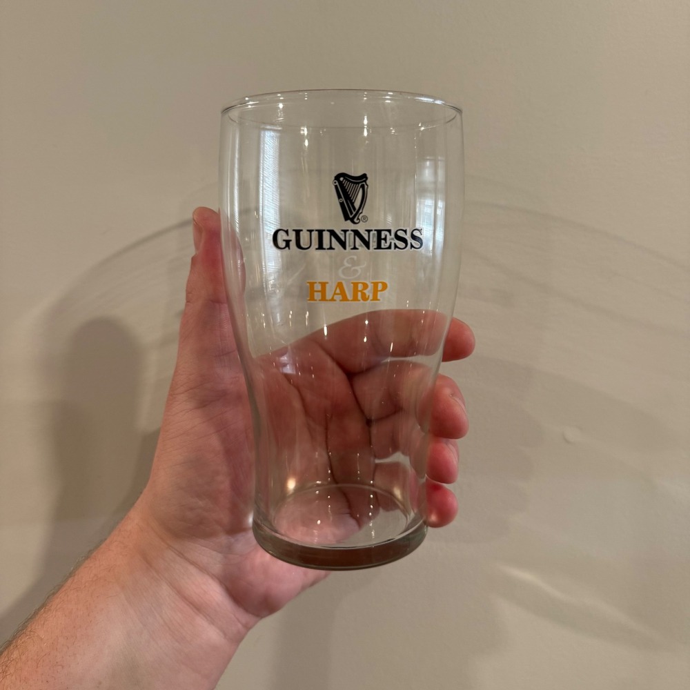 Vintage Guinness‎ Harp Half & Half Pint Glass Irish Beer Pub Breweriana Barware